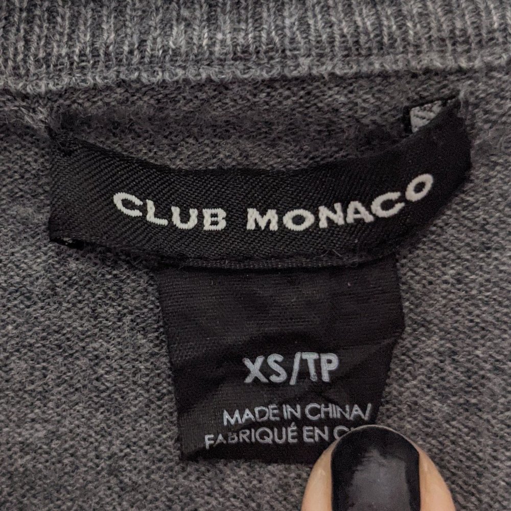 Club Monaco Gray Long Sleeve Cashmere Cotton Blend Sweater Size XS - Picture 4 of 6